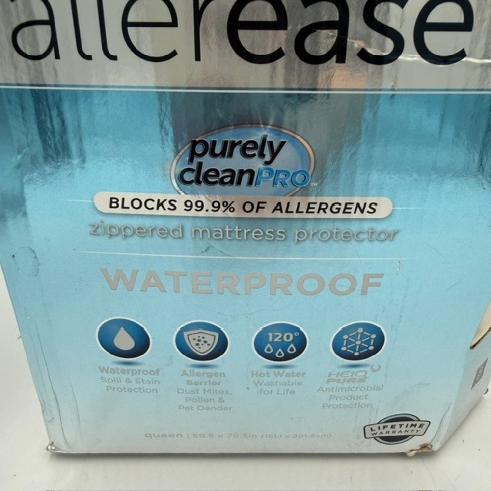 Allerease Purely Clean Pro Queen Zippered Mattress Protector Waterproof Allergen - Picture 3 of 10